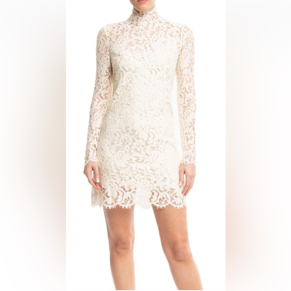 Dolce Gabbana Ivory Elegant Lace High-Neck Dress Size 38